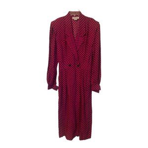 PEDESTAL Vintage Pink & Black Checkered Pleated Collared Midi Dress Size 10